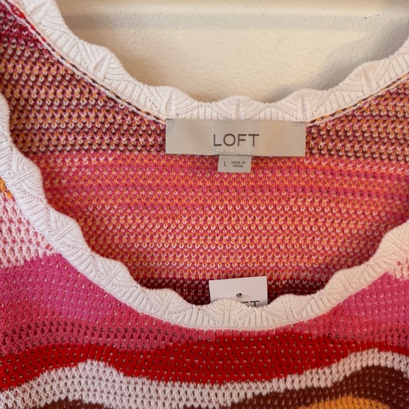 Ann Taylor Loft pink scalloped sweater knit tank top size large NEW! - Picture 4 of 9
